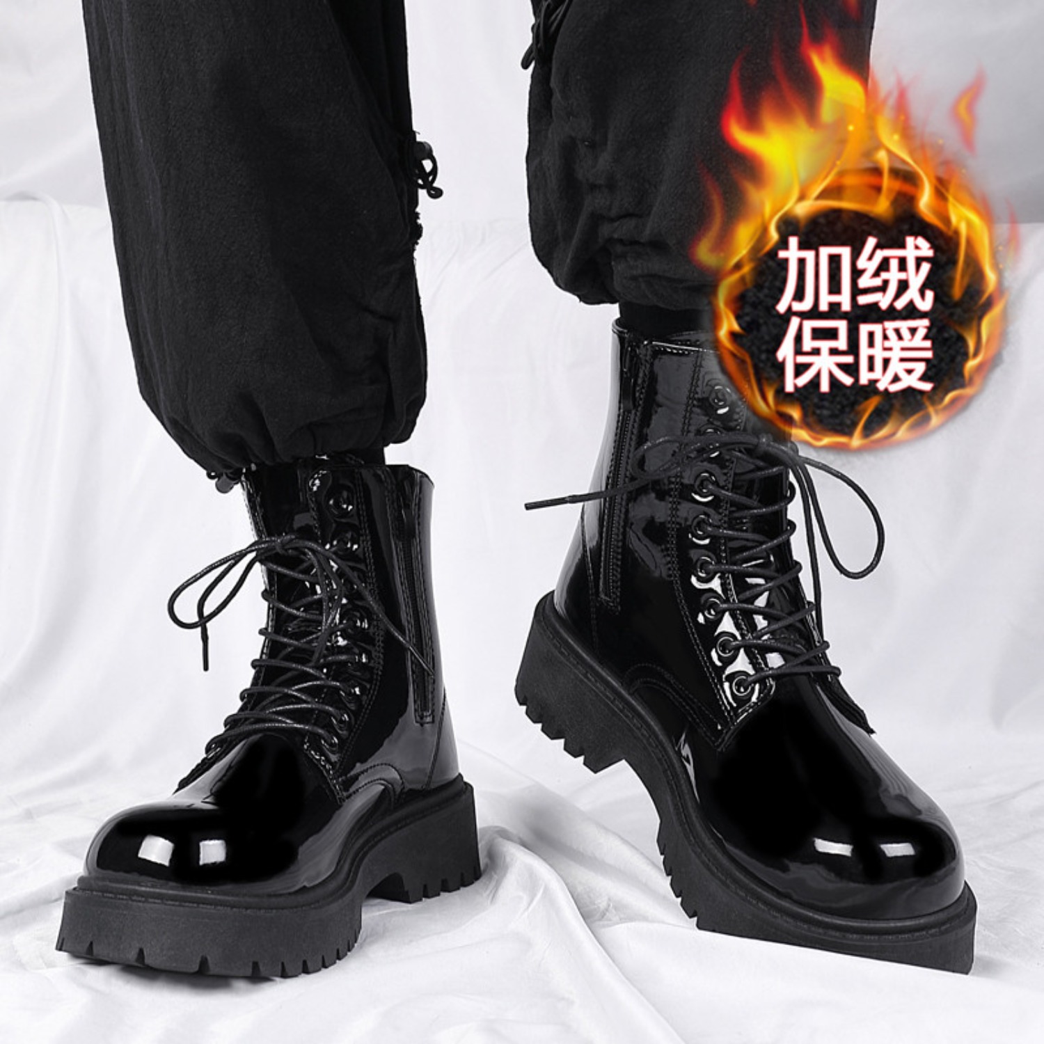 Street Fashion Plus Size - Men's warm plush high-top boots winter
