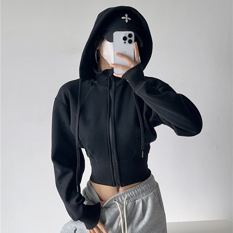 Women Crop Hoodie Sweatshirts  - đánh giá và giá Street Fashion Zip Up Hoodie
