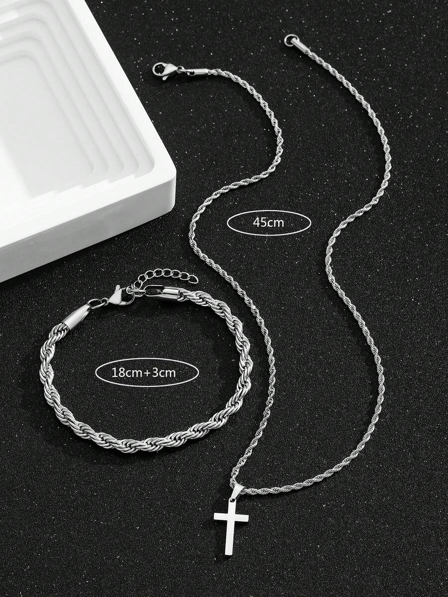 1 Set Stainless Steel Cross Pe - đánh giá và giá Street Fashion Necklace