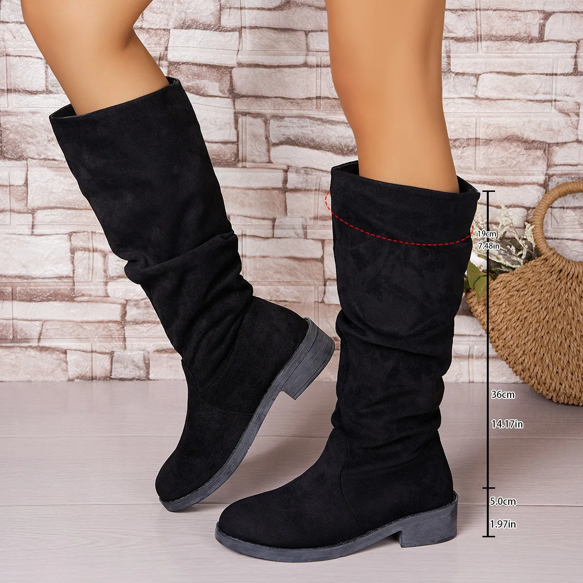 Pleated Boots Women Faux Suede - đánh giá và giá Street Fashion Winter