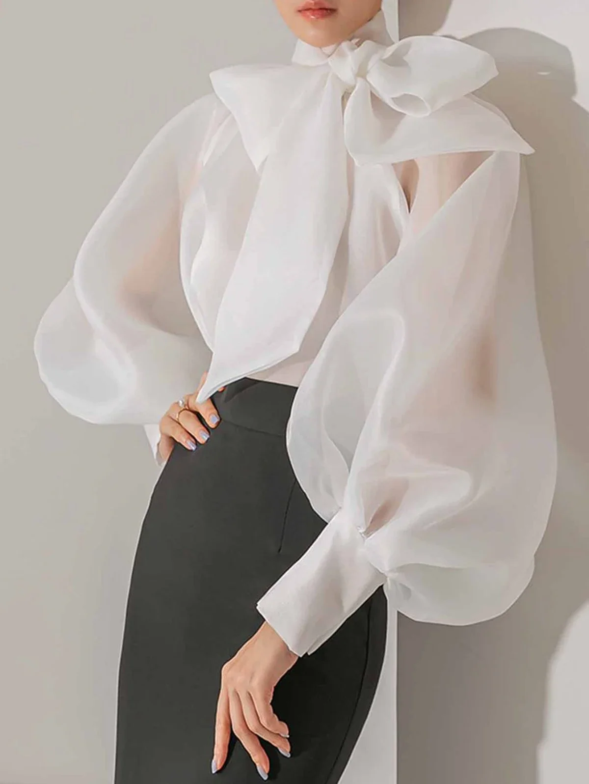 Women's Elegant Lantern Sleeve - đánh giá và giá Street Fashion Necklace